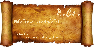 Müncz Csobád névjegykártya